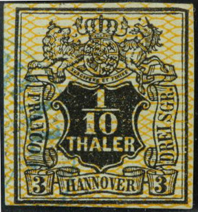 Timbre Royaume de Hanovre (1850-1864) Y&T N°13