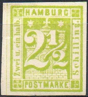 Timbre Ville de Hambourg (1859-1868) Y&T N°12