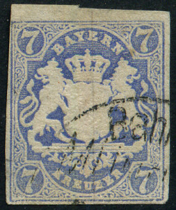 Timbre Royaume de Bavière (1849-1920) Y&T N°19