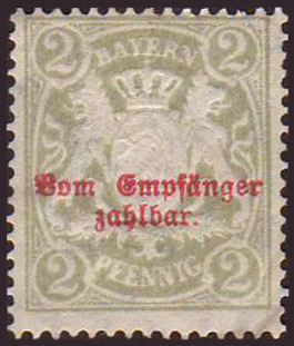 Timbre Royaume de Bavière (1849-1920) Y&T N°TA10a