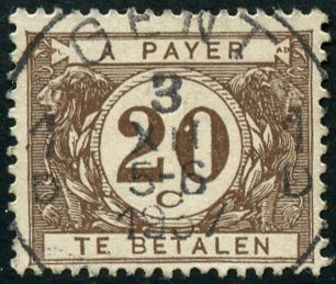 Timbre Belgique Y&T N°TA34 Timbre Belgique Y&T N°TA34