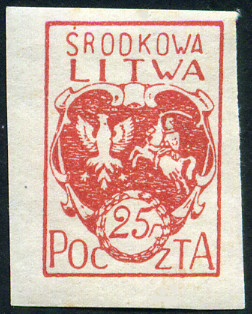 Timbre Lituanie Centrale Y&T N°22nd Timbre Lituanie Centrale Y&T N°22nd